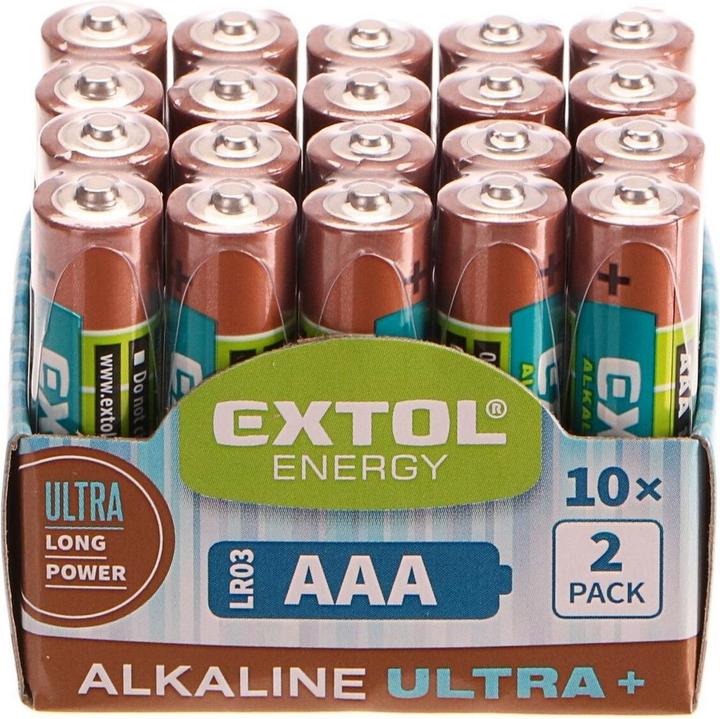 Actual product image Extol Alkaline batteries ENERGY ULTRA+, 20 pieces, 1.5V AAA (LR03) (20 pcs., AAA)