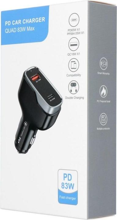 Actual product image OEM Car accessories Car charger USB A + Type C PD QC3.0 3A 83W CC53-1A1C black