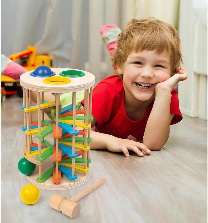 Actual product image small foot Knocking ball tower