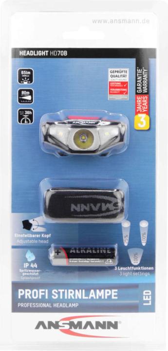 Immagine prodotto Ansmann Lampada frontale HD70B (65 lm)