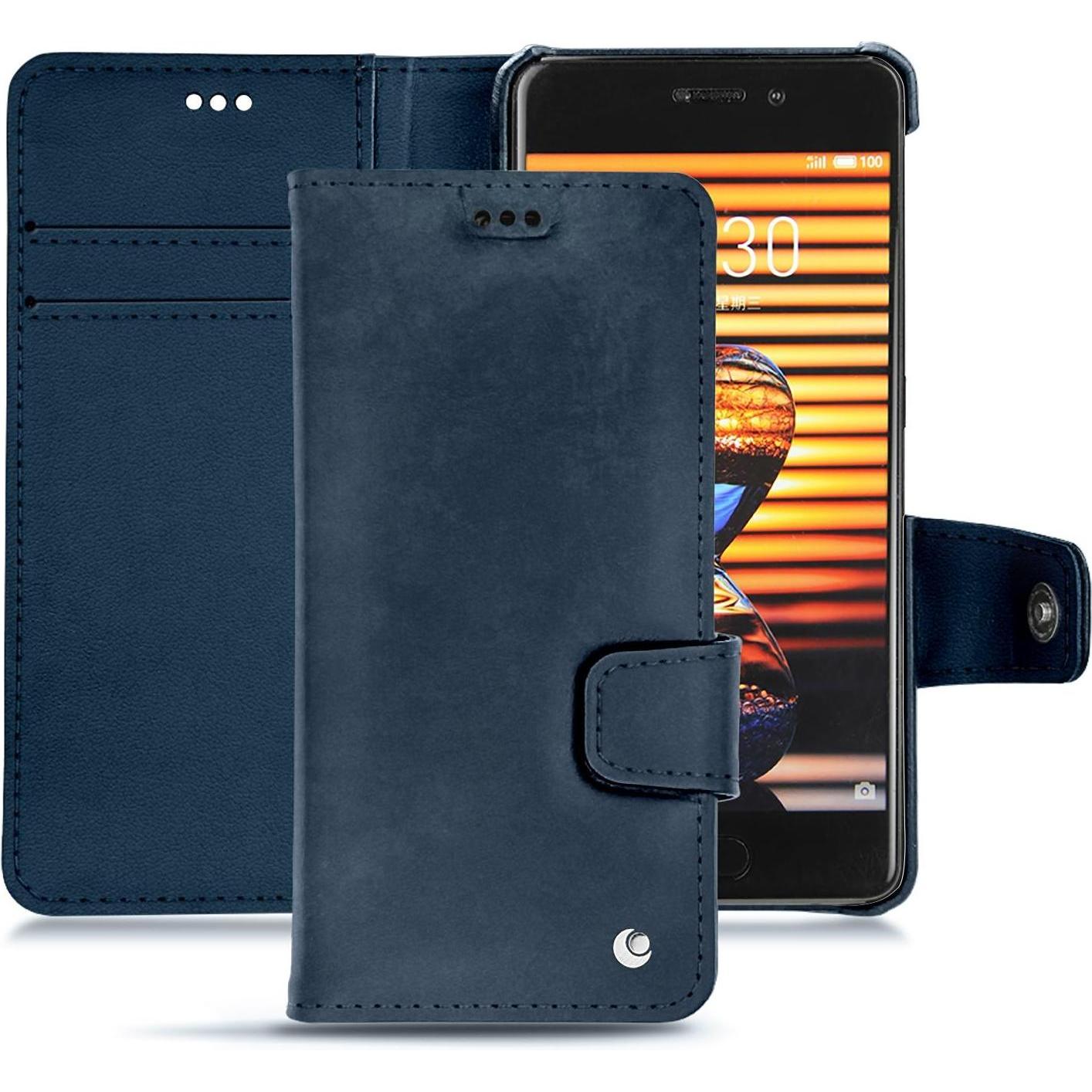 Noreve Lederschutzhülle Wallet (Meizu Pro 7), Smartphone Hülle, Blau