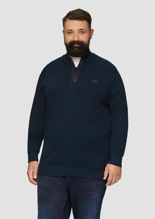 Produktbild S.Oliver Strickpullover Strickpullover mit Troyer-Kragen und Strukturmix (XXL)