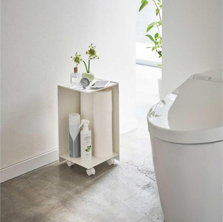 Actual product image Yamazaki Toilet roll storage with rolls TOWER