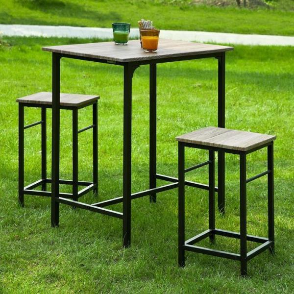 Image du produit SoBuy Table de bar avec 2 tabourets (80 x 87 x 50 cm)