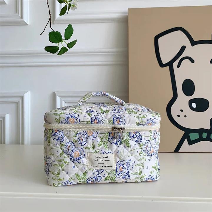 Immagine prodotto Only-Bags.Store Trapuntatura in cotone: borsa per il trucco con chiusura a cerniera, organizzatore di cosmetici