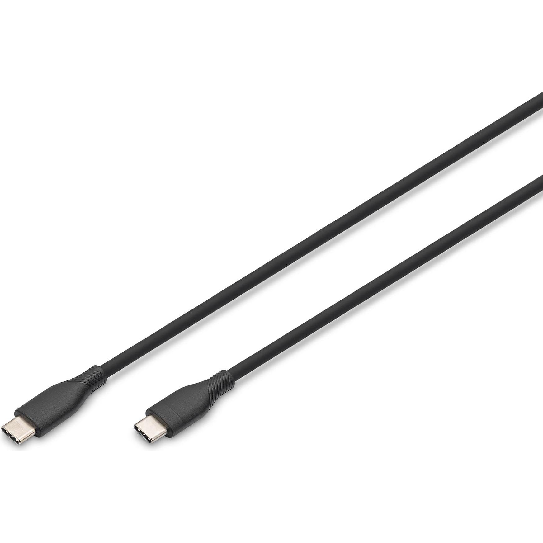 Digitus USB-C Silikon Anschlusskabel, 2m, schwarz (2 m, USB 2.0), USB Kabel
