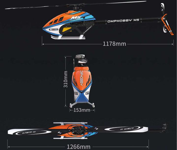 Actual product image OMP Hobby Helikopter M5 Cosmic-Orange Bausatz und Rotorblätter