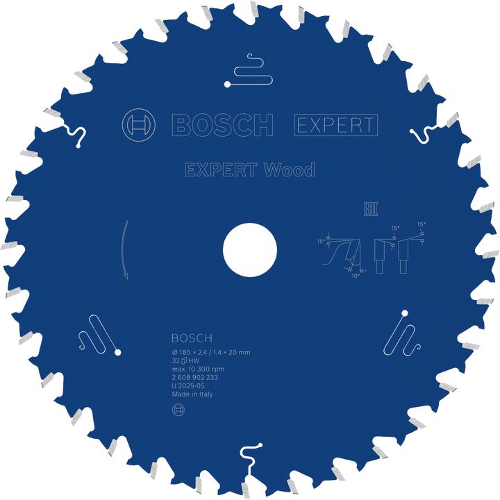 Actual product image Bosch Professional Zubehör EXPERT Wood Kreissägeblatt, 185x20 mm, T32