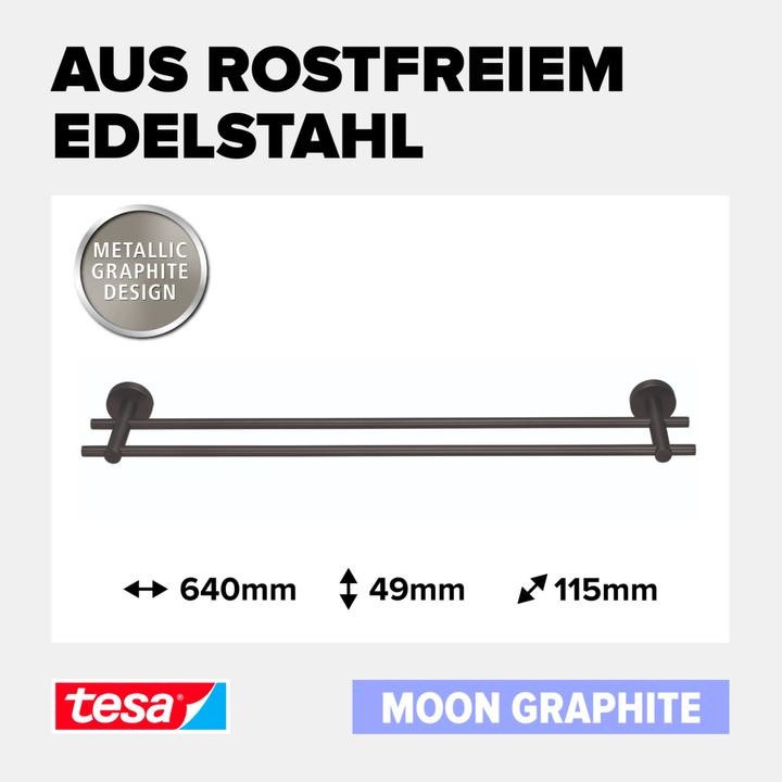 Produktbild tesa ® MOON Doppel-Handtuchstange in Graphite