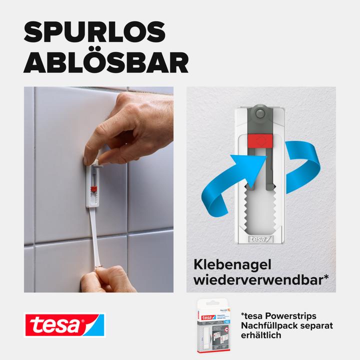 Produktbild tesa Klebeschraube für Fliesen & Metall, höhenverstellbar, 3kg Halteleistung