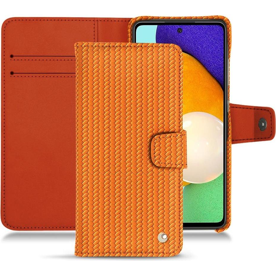 Noreve Lederschutzhülle Wallet (Samsung Galaxy A52), Smartphone Hülle, Orange