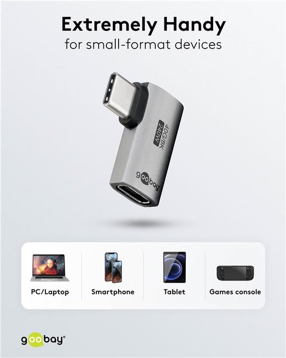 Actual product image Goobay USB-C adapter horizontal 90°, USB4 (USB-C, USB-C)