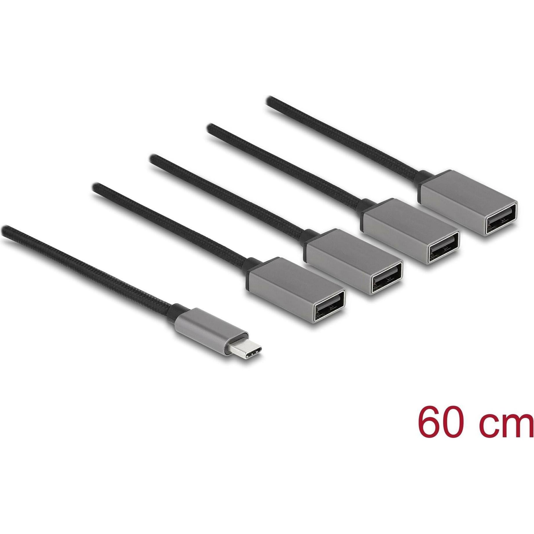 Thumbnail - Delock Hub (USB-C, 4 Ports), Dockingstation + USB Hub, Schwarz, Grau