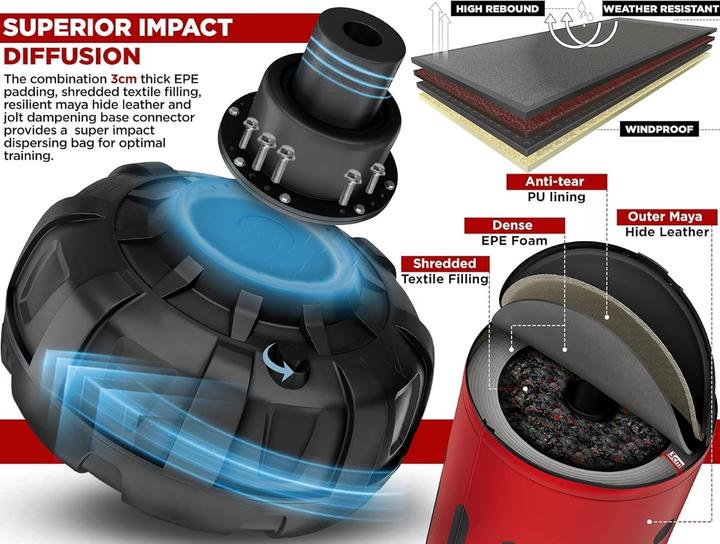 Produktbild Rdx Freistehender Boxsack F9 Rot/Schwarz - 183 cm + Boxhandschuhe F9 Rot/Schwarz (180 cm)