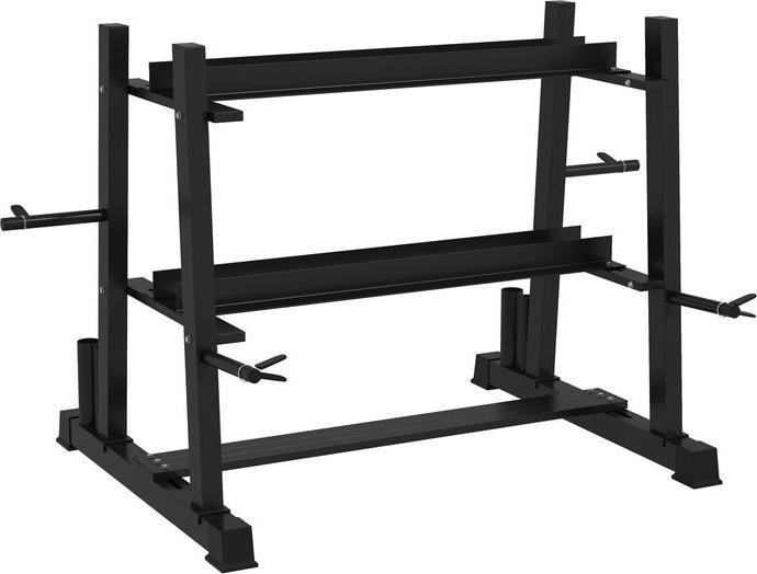 Swisshandel24 Dumbbell rack, dumbbell rack with 3 shelves, dumbbell rack, load capacity up to 200 kg, steel, black