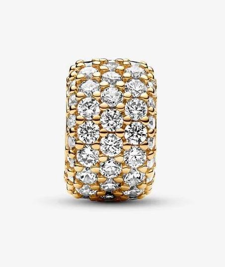 Image du produit Pandora Charm pavé scintillant à trois rangs (Métal doré jaune)