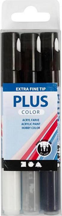 Produktbild Creativ Company Acrylmarker Plus Color 0.7 mm 3er Set, Weiss/Grau/Schwarz (Weiss, Grau, Schwarz, 0.70 mm, 3 x)