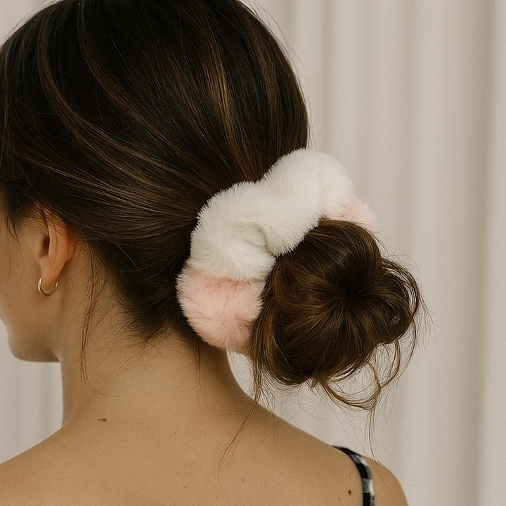 Image du produit Avizar Scrunchie Weicher Bicolor Minky Flausch Pixie & Dixie (Élastiques à cheveux)