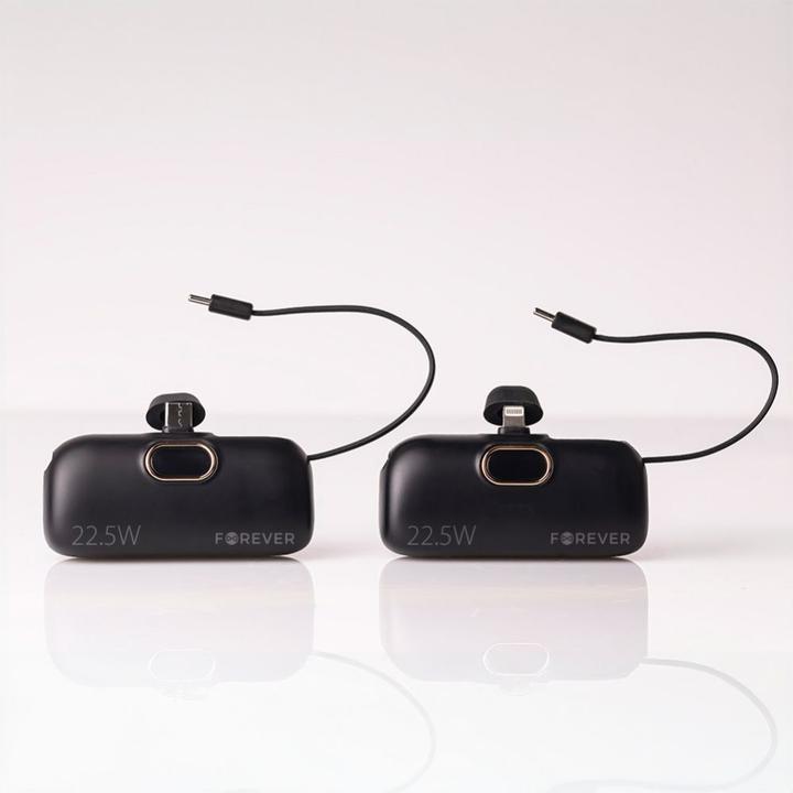 Actual product image Forever mini power bank MTB-100 22.5W 5000 mAh Lightning black (5000 mAh, 22.50 W, 18.50 Wh)