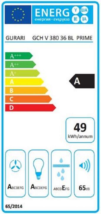 Energy Label Gurari GCH V 380 36 BL PRIME (Wall hood)