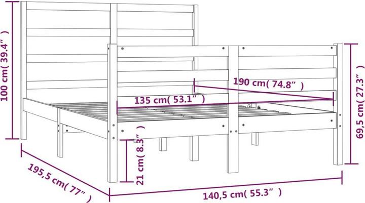 Actual product image vidaXL Bettrahmen (135 x 190 cm)