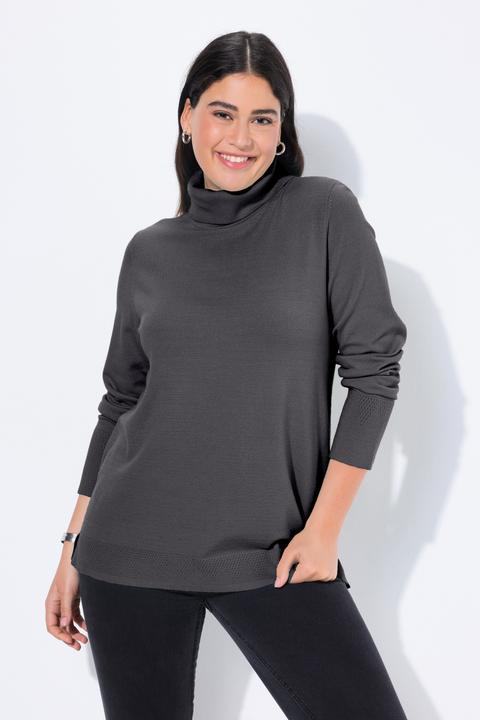 Produktbild Ulla Popken Rollkragenpullover, breite Rippbündchen, Langarm (50, 52)