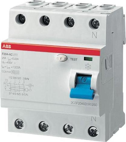 Productafbeelding ABB F204F-25/0,03 aardlekschakelaarÂ 4P, type F, 25A, 30mA