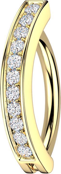 Actual product image Star Piercing Banana hinged gold plated shield crystals silver (Brass, Surgical steel 316L)