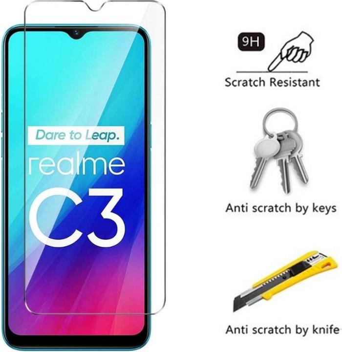 Produktbild Screenguard Realme C3 Panzerglas Schutzfolie Case Friendly Design (1 Stück, Realme C3)
