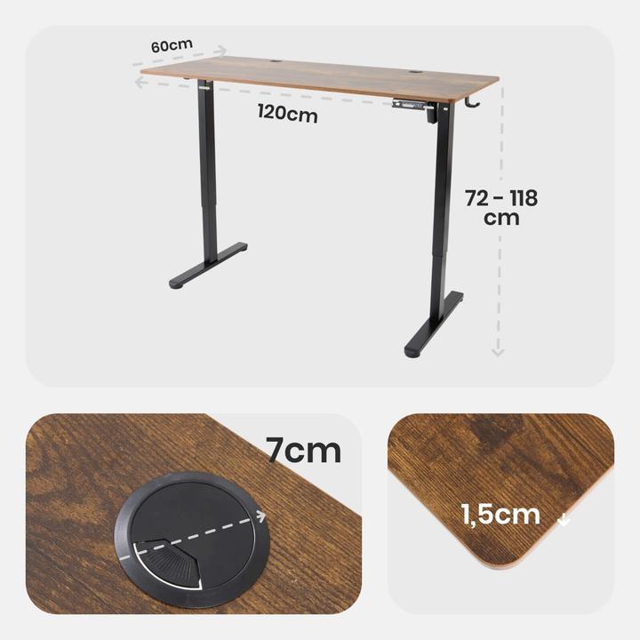 Actual product image Arebos Höhenverstellbarer Schreibtisch (120 x 60 x 72 cm)