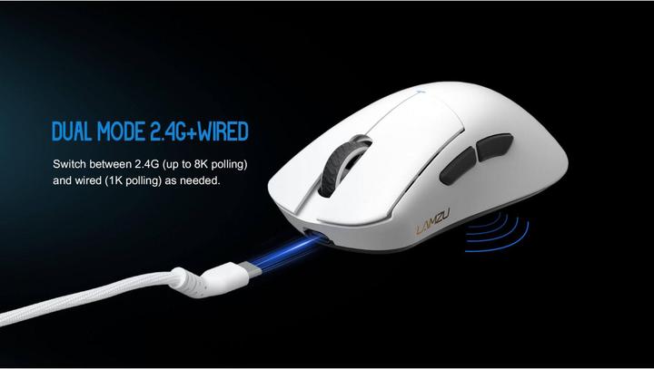 Actual product image Lamzu Paro Gaming Maus, 8kHz Abtastrate, 2,4GHz Wireless - schwarz (Cable, Wireless)
