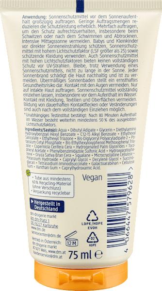 Image du produit dm babylove Crème solaire sensitive, SPF 50 (Crème solaire visage, SPF 50+)