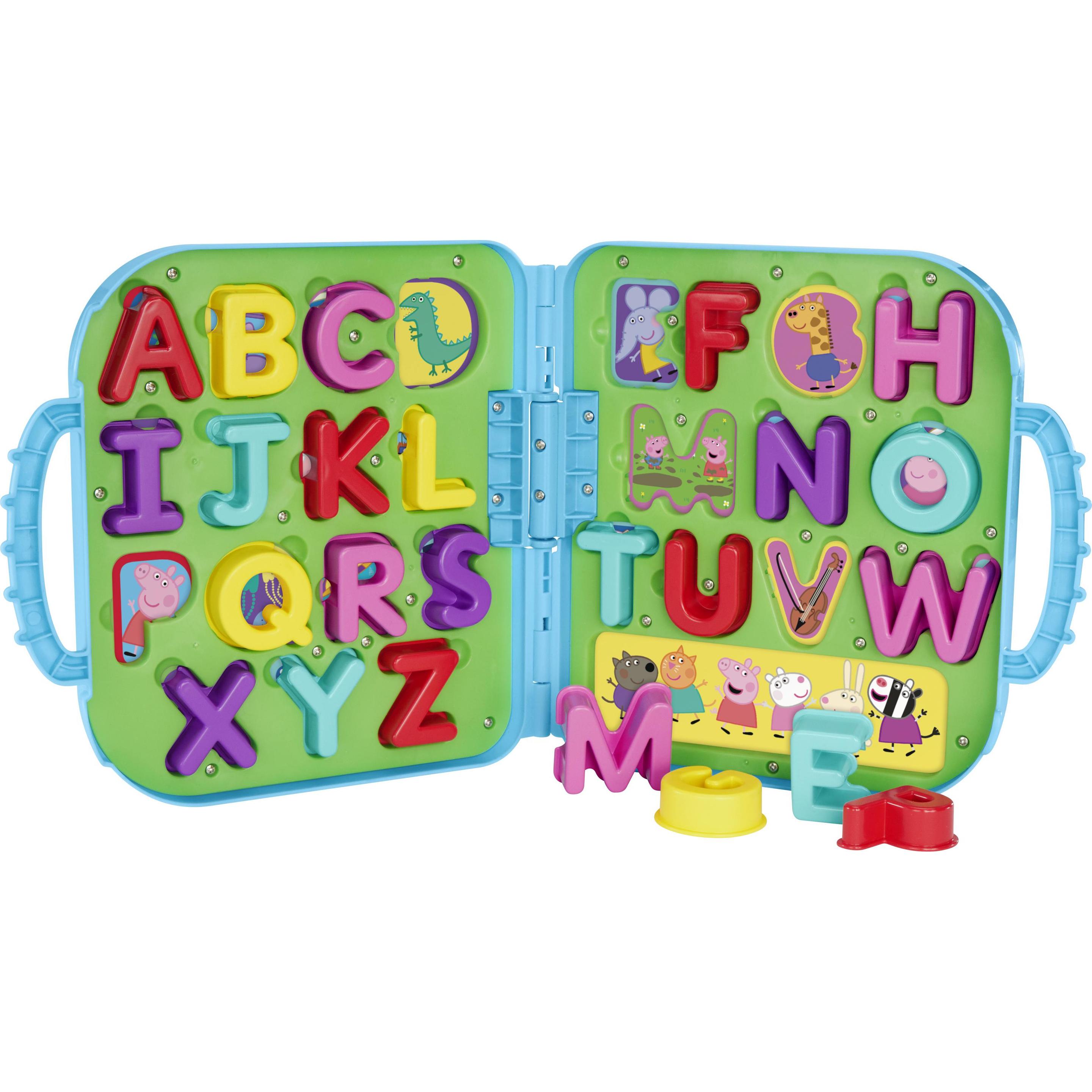 Hasbro, Holzbuchstaben + Stoffbuchstaben, Peppas Buchstabenbox, Alphabet-Puzzle, Vorschul-Spielzeug