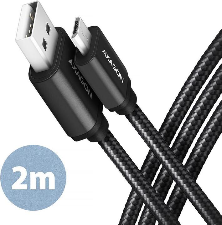 Image du produit Axagon BUMM-AM20AB Câble micro-USB vers USB-A 2.0 (2 m, USB 2.0)