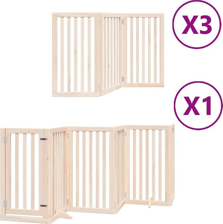 Produktbild VidaXL Hundetor mit Tür Faltbar Absperrgitter Hunde Schutzgitter 12-tlg. Holz (30 cm)