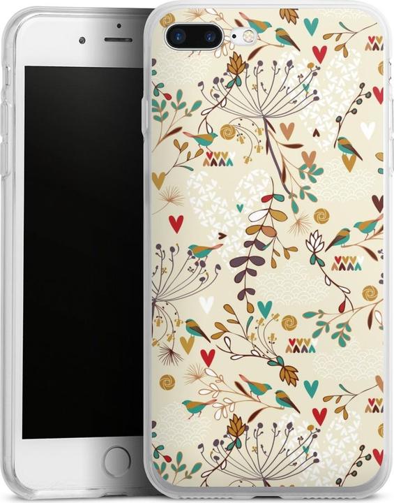 Produktbild DeinDesign Silikon Hülle für Apple iPhone 7 Plus Handyhülle Case Smartphone Schutzhülle Blumen Retro Vogel (Apple iPhone 7 Plus)
