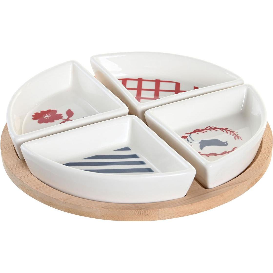 DKD Home Decor, Piatti di servizio, Satz für Aetithächen 21,5 x 21,5 x 1 cm gut Mediterraner Häuser