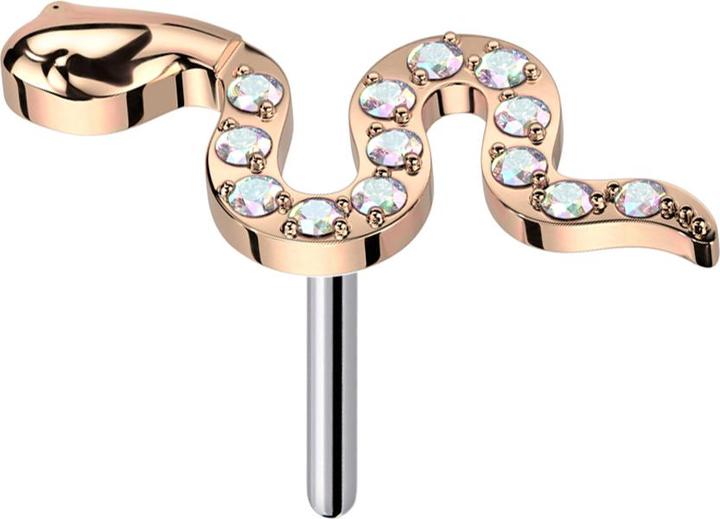 Immagine prodotto Star Piercing Serpente Threadless oro rosa cristalli multicolore (senza ottone, Titanio)