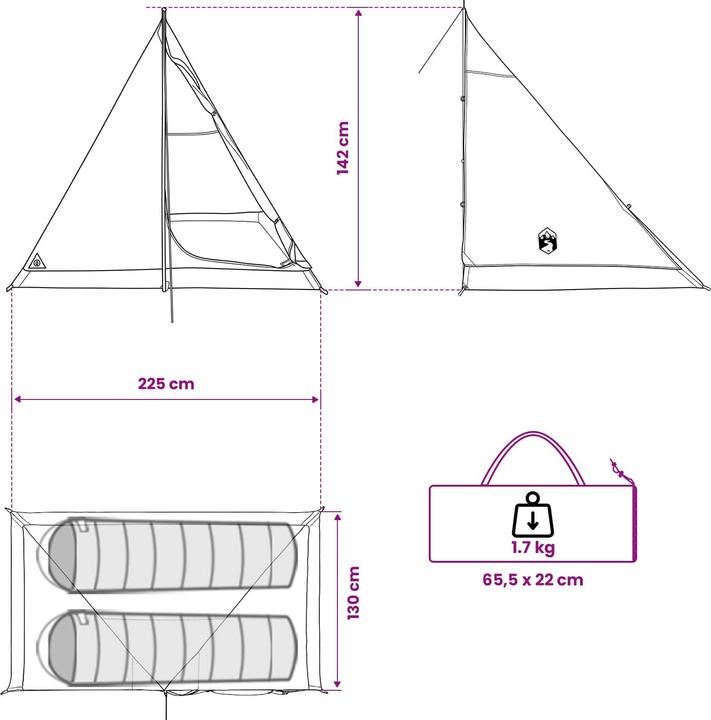 Produktbild vidaXL Campingzelt (1.65 kg, 2 Personen)