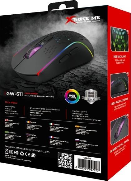 Actual product image Xtrike Me Wireless gaming mouse GW-611 black (Wireless)