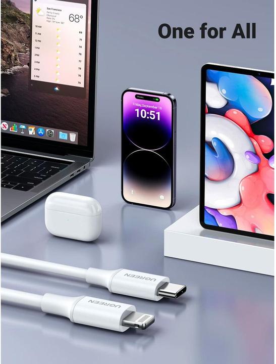 Produktbild Ugreen MFi -C auf -Ladekabel (1 m, USB 2.0, 18 W)