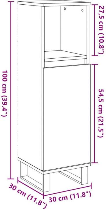 Actual product image vidaXL Badezimmerschrank (30 x 30 x 100 cm)