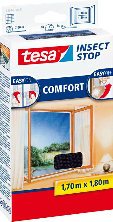 tesa Insektenschutz COMFORT für Fenster, mit Klettband, selbstklebend, ohne Bohren