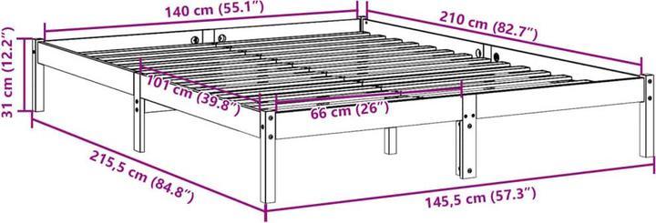 Actual product image vidaXL Bett Extra Lang ohne Matratze 140x210 (140 x 210 cm)