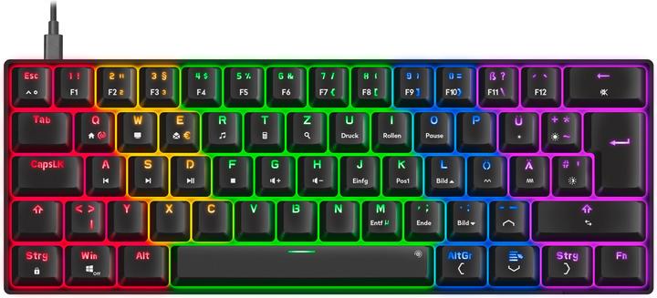 Speedlink ATMOS RGB Rainbow Mechanical 60% Gaming Keyboard with brown switches, black - DE layout (DE, Filaire, Sans fil)