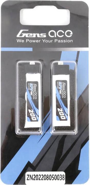 Produktbild Gens Ace 200mAh 3.7V 45C 1S1P Lipo Battery (2pcs) (3.70 V, 200 mAh)
