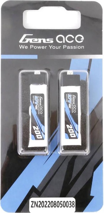Actual product image Gens Ace 200mAh 3.7V 45C 1S1P Lipo Battery (2pcs) (3.70 V, 200 mAh)