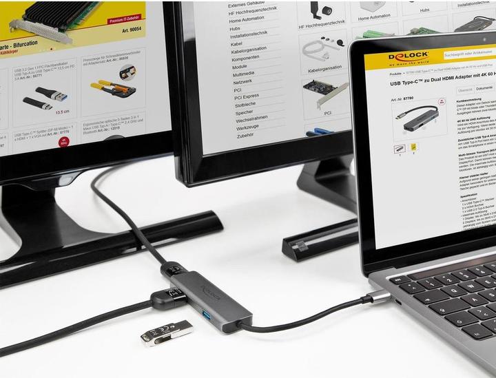 Produktbild Delock Adapter USB Type-C - HDMI/USB 2.0 4K 60 Hz (USB Typ-C, USB 2.0, HDMI, 9 cm)