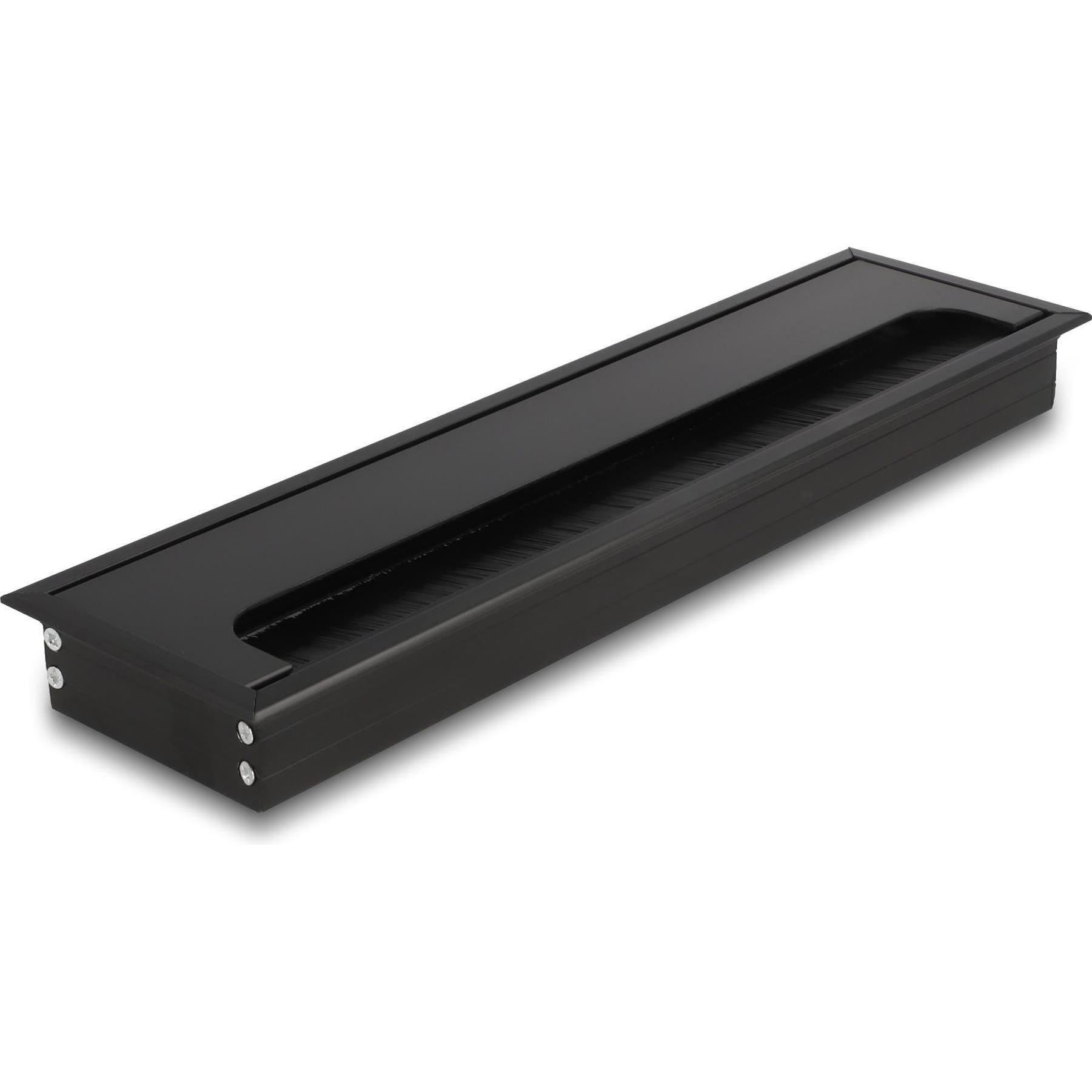 Delock, Kabelschutz + Kabelführung, Kabeldurchführung für Tischeinbau mit Bürste 300 x 80 x 28 mm schwarz (Kabeldurchlas...