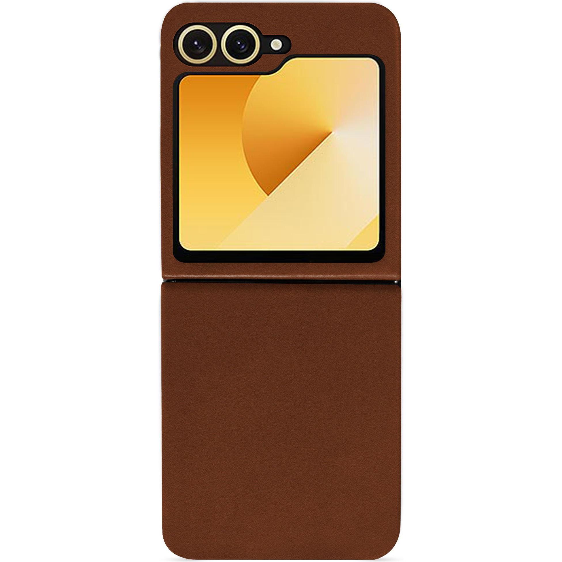 Noreve Lederschutzhülle Samsung Galaxy Z Flip6 (Samsung Galaxy Z Flip6), Smartphone Hülle, Braun